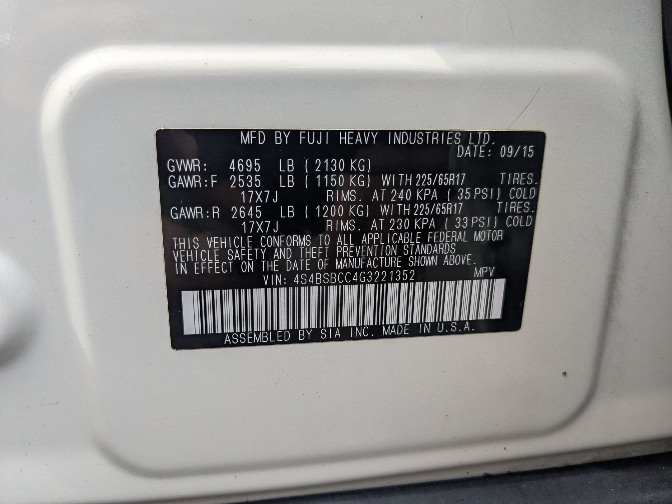 2016 Subaru Outback 2.5i Premium